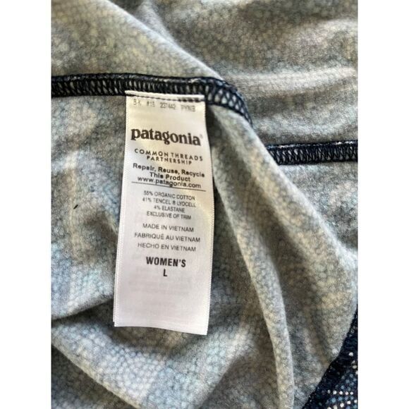 Patagonia West Ashley Organic Cotton Keyhole Back Blue Mosaic Dress Size Large - Picture 5 of 13